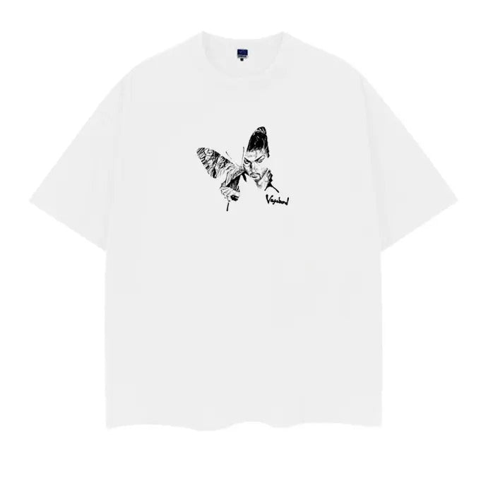 Vagabond "Butterfly Dream" Heavyweight Vintage Tee 100% Cotton OVERSIZED Anime T-shirt Menswear Top Crew Necks Tshirt...