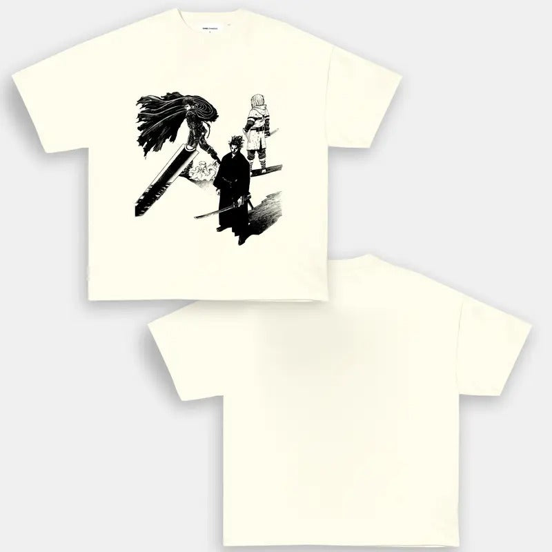 Vagabond x Berserk Oversize Tshirt Anime Double Printed Vintage Oversized Unisex Oversize Anime Manga Heavyweight Cotton...