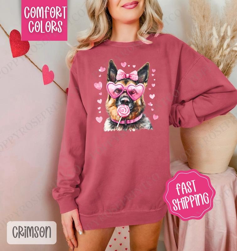 Valentine German Shepherd Comfort Colors Sweatshirt, Valentine's Day Women's Crewneck, Cute Women's Sweater T-Shirts, Hoodie
