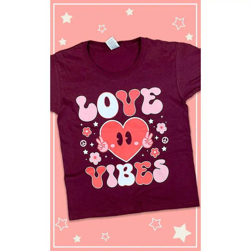 Valentine Love Vibes Youth Graphic T-Shirt Hoodie, Sweatshirt | GrindPrints.com
