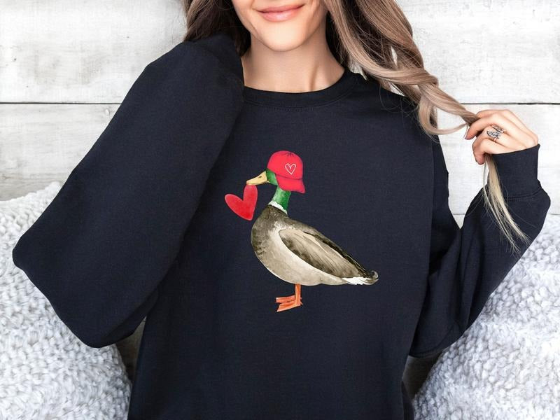 Valentine Mallard Duck Funny Animal Duck Lover Shirt Duck Lover Sweat Duck Hunting Valentine'S Valentines Long Sleeve Shirt Valentines Present Ideas Lovers Day Fit T-Shirts, Hoodie, Sweatshirt