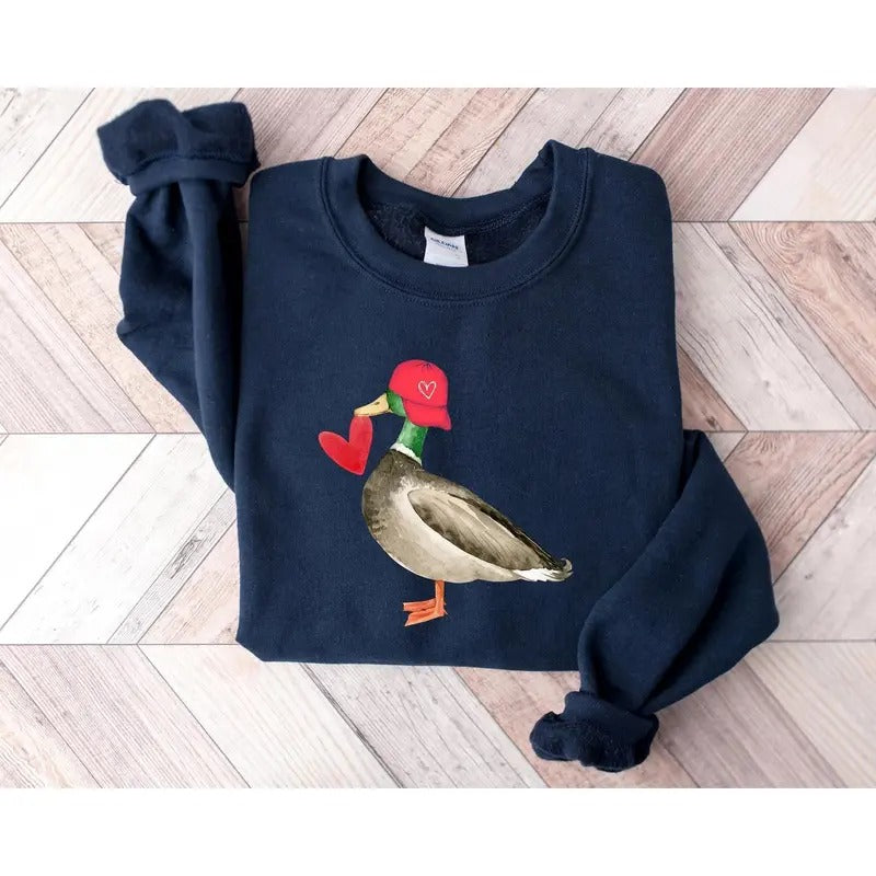 Valentine Mallard Duck Sweatshirt ,Hunting Valentine's Day Shirt,Valentine's Day Shirt,Valentines Day Gift, Cute...