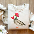 Valentine Mallard Duck Sweatshirt, Cute Valentine Shirt For Women, Funny Animals Valentine Sweatshirt, Duck Valentine's...