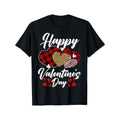 Valentine'S Day Leopard Plaid Heart Print T-Shirt, 100% Cotton, Casual Crew Neck, Regular Fit, Short Sleeve, Slight...