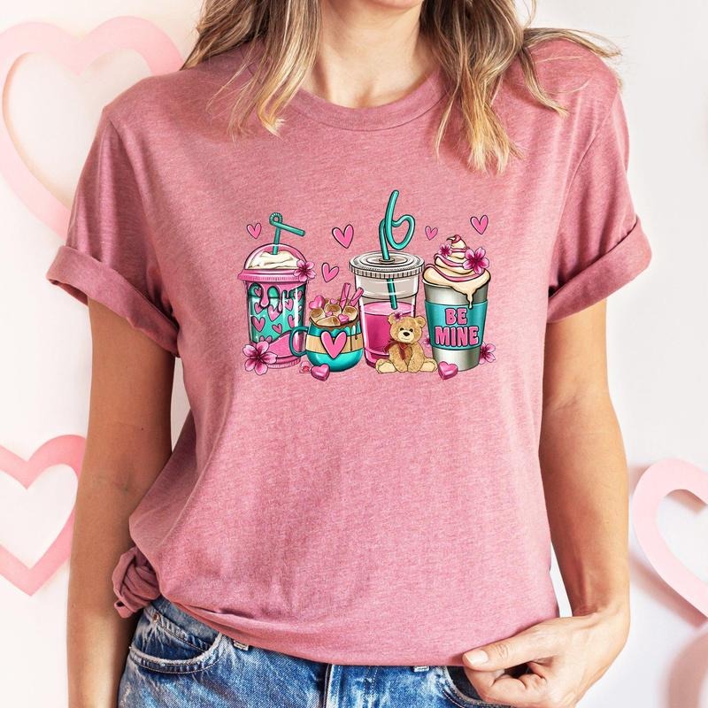 Valentine's Coffee Lover, Pink, Super Soft Tshirt, Valentine's Day Hoodie, Sweatshirt | GrindPrints.com