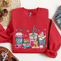 Valentine's Coffee Lover, Pink, Sweatshirt, Valentine's Day, Crew Neck, Women's, Crewneck, Valentine's Day, Love, Heart,...
