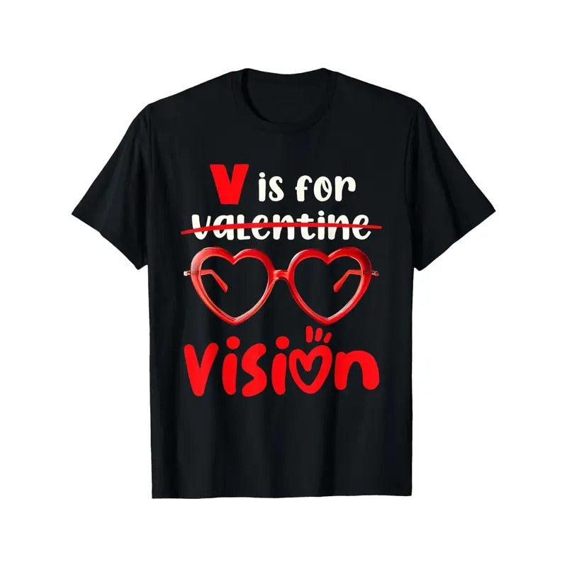 Valentine's Day Heart-Shaped Vision Graphic Tee - 100% Cotton, Breathable & Soft, Perfect for Casual Wear or Special...