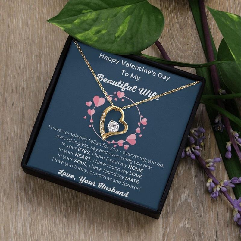Valentine's Day Necklace For Wife, Romantic Valentine's Day Gift For Her, To My Beautiful Wife Necklace, Meaningful...