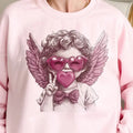 Valentines Bubblegum Cupid Sweatshirt Cute Angel Sunglasses Pullover Valentine Peach Cupid Sweatshirt Love Cupid Bow Tie...