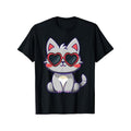 Valentines Cat Kitten Wearing Fashion Glass Print Men's Cotton T-shirt, Casual Short Sleeve Crew Neck Top, Men's Summer...