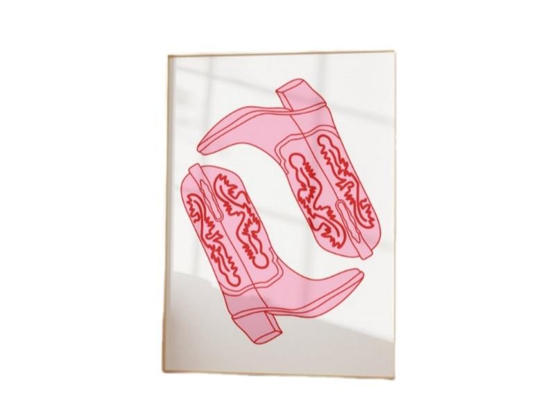 Valentines Cowgirl Cowboy Boots Art Print, Western Art Print, Preppy Cowgirl Decor Coastal Cowgirl Art, Cowgirl Dorm...