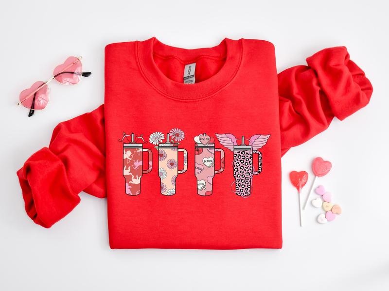 Valentines Day Cup Sweatshirt, Valentine Gift, Valentines Sweater, Cute Valentine Shirt, Xoxo Tee, Valentines Sweatshirt,...