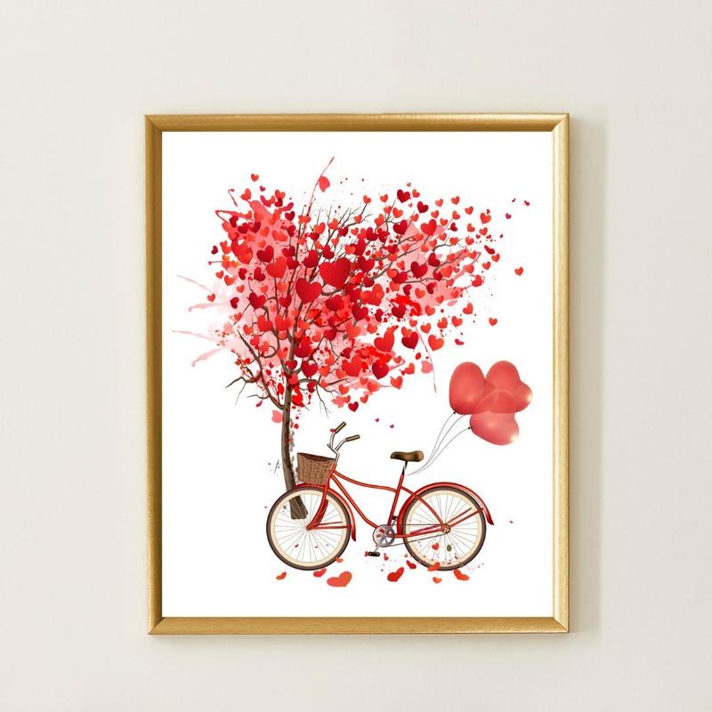 Valentines Day Red Hearts Print ,Valentine Wall Art, Watercolor Valentines Prints, Romantic Red Hearts Poster Sign Art,...