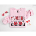 Valentines Day Teacher Coquette Heart Checked Sweatshirt Hoodie T-Shirt, Teaching Sweethearts Shirts, Teacher Love Day...