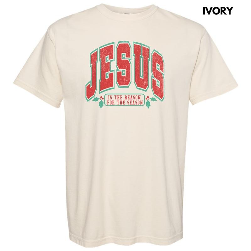 Varsity Jesus Red & Green Comfort Colors T-Shirt 'NLB' Hoodie, Sweatshirt | GrindPrints.com