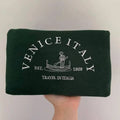 Venice Italy Embroidered sweatshirt; Travel in Italia crewneck;  Casual Christmas gift Lightweight Clothing T-Shirts, Hoodie