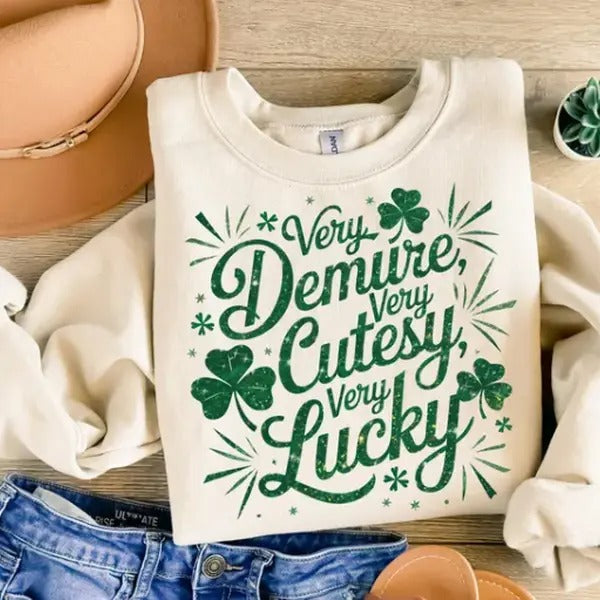 Very Demure Very Lucky Shirt - Fabric Fit Pullover Womenswear Hoodie, Sweatshirt | GrindPrints.com