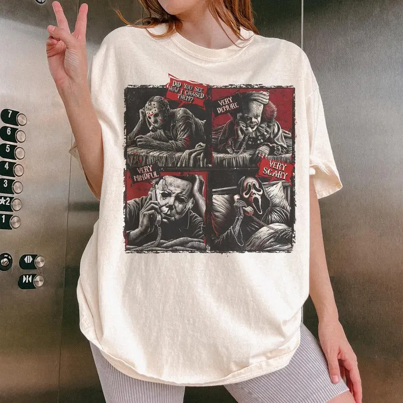 Very Demure Very Mindful Very Scary Shirt Halloween Horror Vintage Michael Myers & Halloween Characters Halloween Shirt Shirt T-Shirts, Hoodie, Sweatshirt