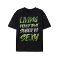 Vibrant "LIVING PROOF THAT SOBER IS SEXY" Graphic Tee - Men'S Comfortable Short Sleeve Casual T-Shirt for Summer