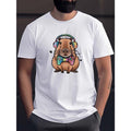 Vibrant Capybara Graphic Tee - Men's Casual Round Neck T-Shirt