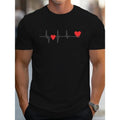 Vibrant Heartbeat Graphic Print T-Shirt - Men's Casual Breathable Short Sleeve Tops for Summer