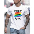 Vibrant LGBTQ Group Slogan Print Tee - Soft Stretchy Round Neck, Casual Street Style, Summer Essential, Men's Relaxed Fit...