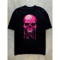Vibrant Purple Paint Dripping Horrific Skull Graphic Tee - Soft, Breathable, Crew Neck, Casual, Comfy, Summer Essential...