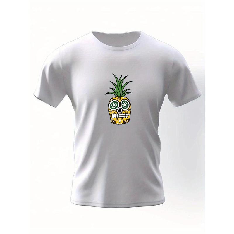 Vibrant Skull Pineapple Print Short Sleeve Casual Comfortable Breathable Summer Essential Everyday Made Usa T-Shirts, Hoodie, Sweatshirt