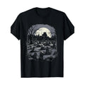 Vibrant Spooky Cemetery Graphic Print Fun Halloween T-Shirt for Men Soft and Breathable Fabric