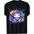 Vibrant Teen T-Shirt: Colorful Kawaii Art Axolotl Design with Splashes of Paint Made in USA Hoodie, Sweatshirt