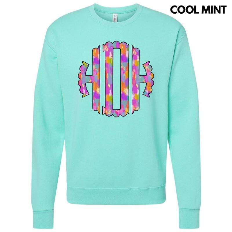 Vibrant Watercolor Monogram Sweatshirt 'NLB' T-Shirts, Hoodie | GrindPrints.com