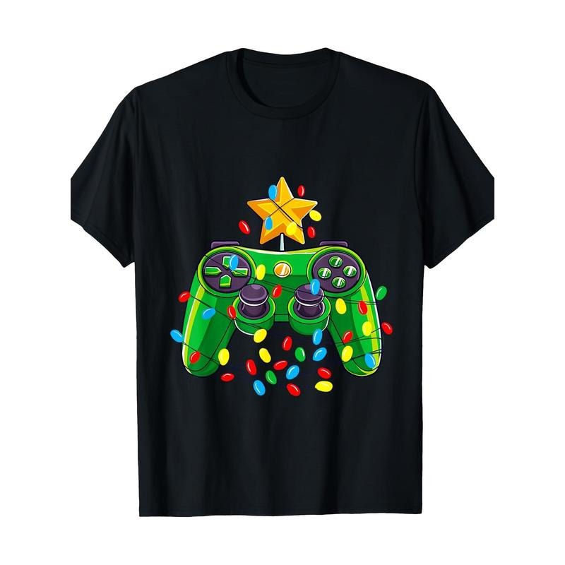 Video Game Controller Christmas Tree Light Game T-shirt-  100% Cotton made in usa Hoodie, Sweatshirt | GrindPrints.com
