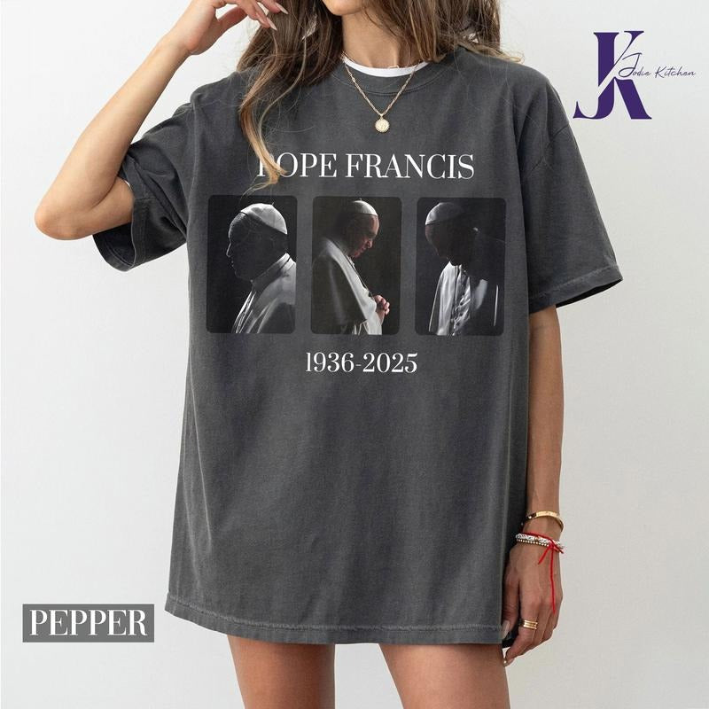 Vinrage RIP Pope Francis T-Shirt, Vatican Catholic Tee, Religious Gift, Unisex Jersey Top, Christian Quote Shirt,Comfort...