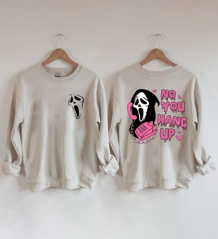Vintage 2 Side No You Hang Up Sweatshirt, Ghostface Valentine Shirt, Scream Halloween Shirt, Ghostface Calling, Halloween...