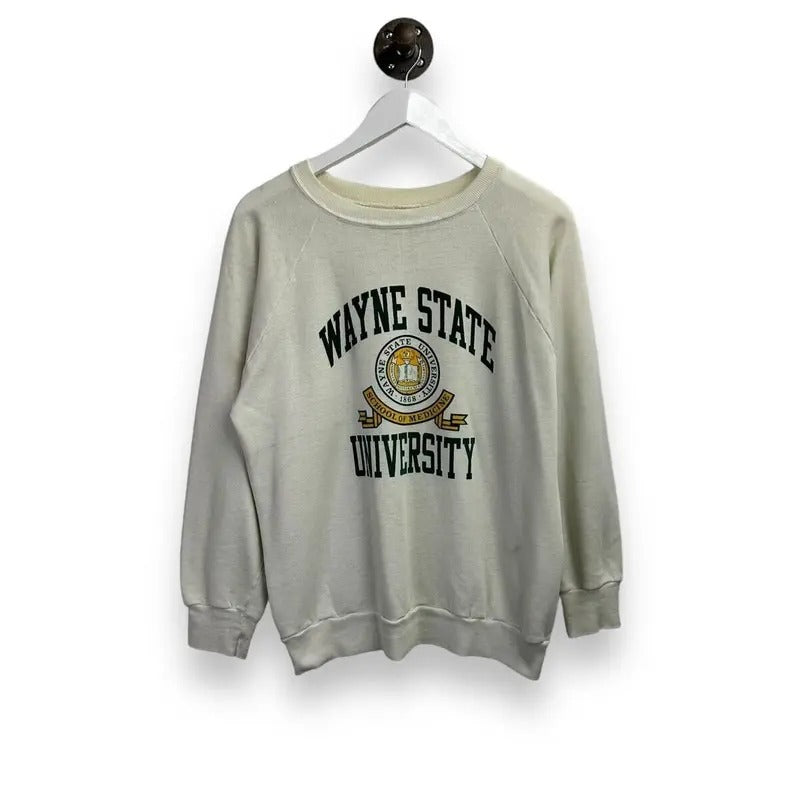 Vintage 80s Champion Wayne State University Collegiate Crest Sweatshirt Size XL T-Shirts, Hoodie | GrindPrints.com