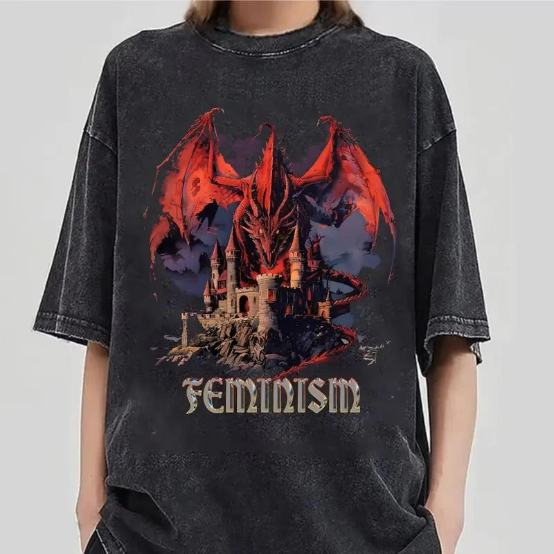 Vintage 90s Feminism Dragon Fantasy Funny Gag Shirt Dragon Shirt Feminism Meme Shirt Gag Shirt Shirt Top Womenswear T-Shirts, Hoodie, Sweatshirt