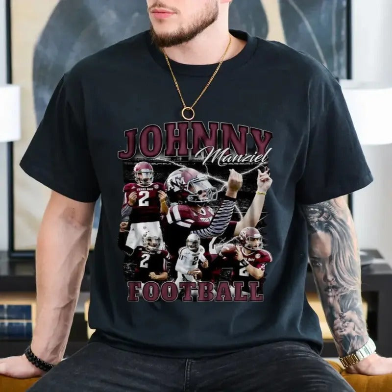 Vintage 90s Graphic Style Johnny Manziel T Shirt, Johnny Manziel Tee, Retro Johnny Manziel Tshirt, Football T Shirt...