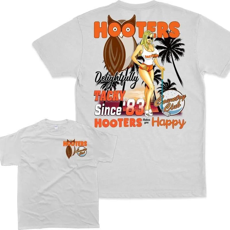 Vintage 90s Hooters Country Club Graphic Unisex T-Shirt, 2 Siders Cotton T-Shirtstyle{n002}2 Hoodie, Sweatshirt