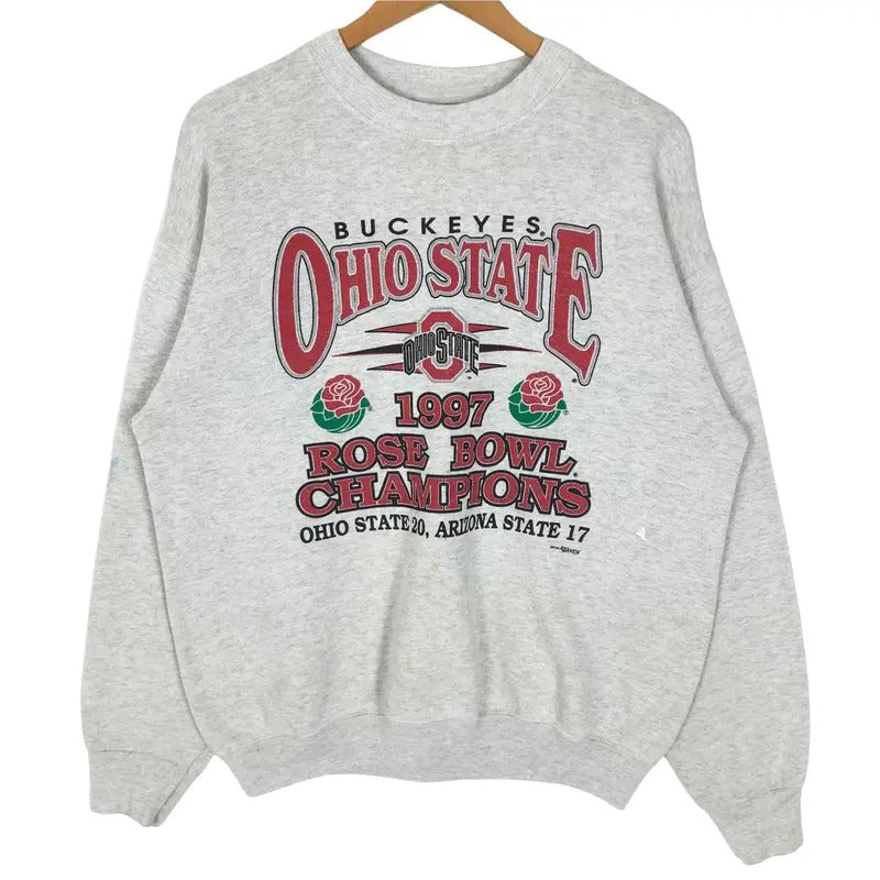 Vintage 90s Ohio State University Buckeyes 1997 Rose Bowl Crewneck Pullover Sweatshirt T-Shirts, Hoodie | GrindPrints.com