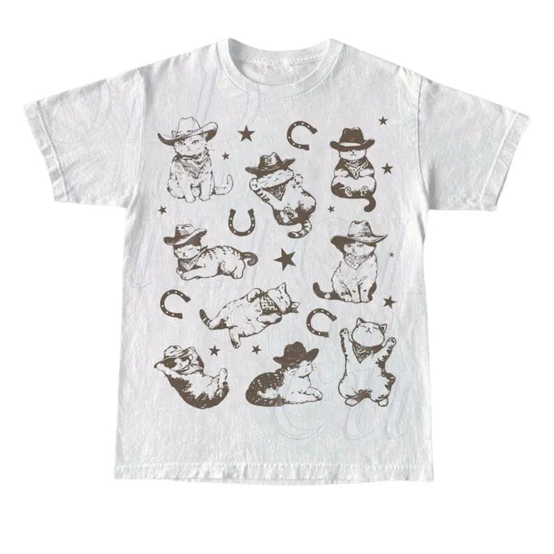 '-Vintage 90s Tattoo Cat Tshirt, Retro Kitten Cute Shirt, Cat Lovers Gift, Cats Playing Unisex Relaxed Adult Graphic Tee,...