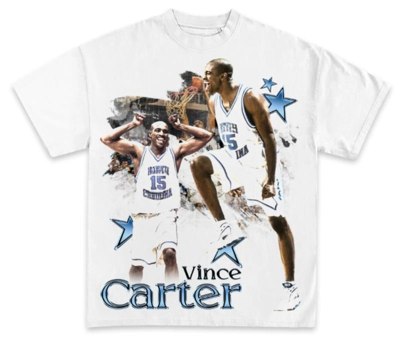 Vintage 90s Vince Carter UNC Tar Heelss T-Shirt, Retro Graphic Basketball Tee, Gifts For Fan, Menswear Top Underwear...