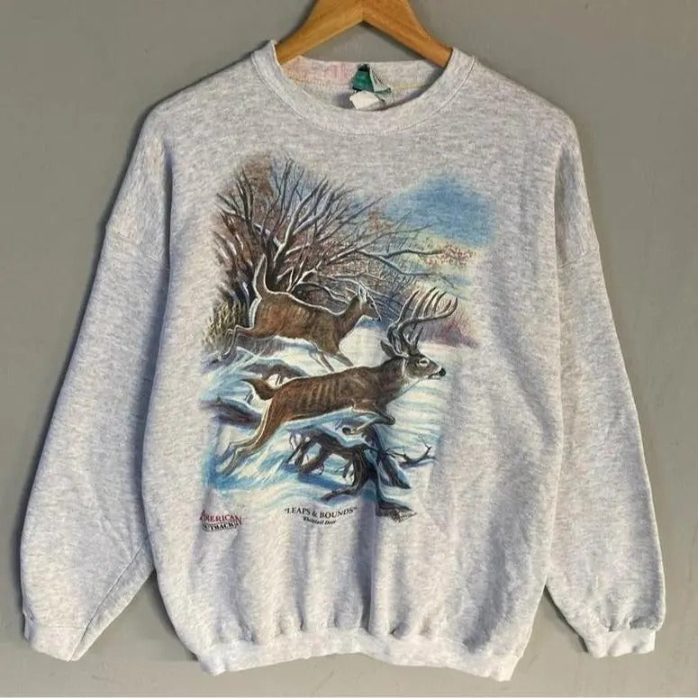 Vintage 90s Whitetail Deer Sweatshirt, Deer Stag Wilderness Sweatshirt, Deer Stag Wilderness Sweater, Deer Stag...