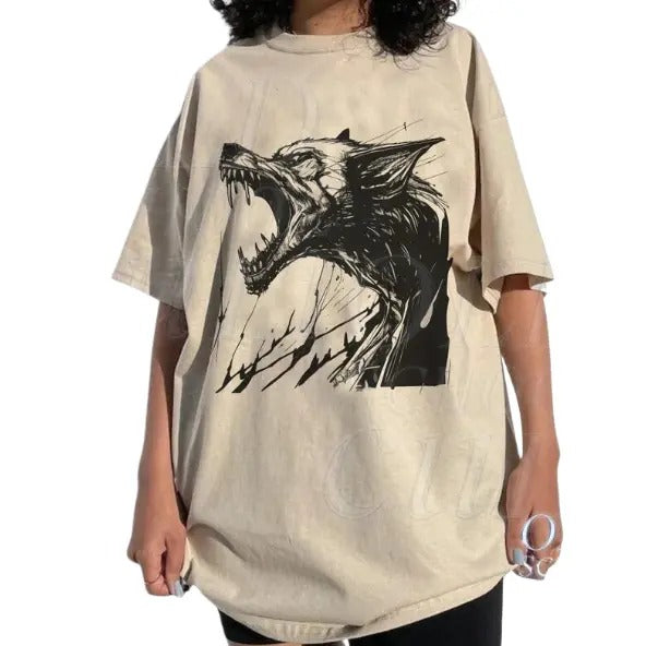 Vintage 90s Wolf Graphic T-Shirt, Wolf Shirt, Retro  Wolf Shirt, Nature Gothic Shirt, Wolf Lovers, Wolf Gift, Y2k Dark...