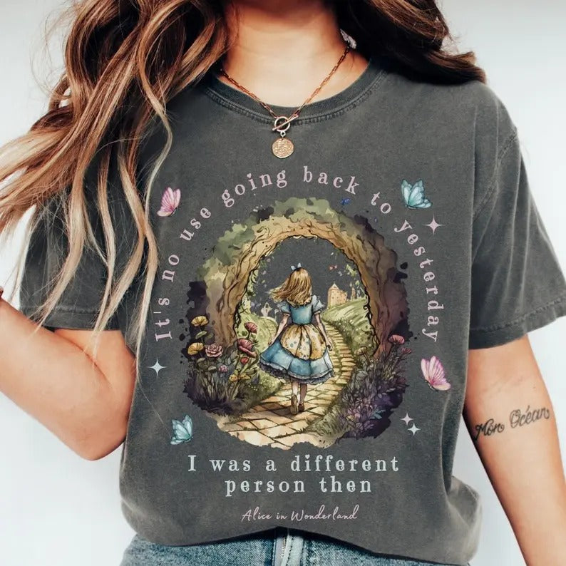 Vintage Alice Alice in Wonderland Shirt Book Shirt Bookish Things Alice in Wonderland Literary Shirt Reading Shirt Light...