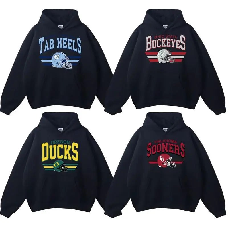 Vintage All Football Teams Black Hoodie