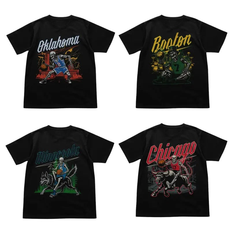 Vintage All Team Basketball T-Shirt, Graphic Tees, Skeleton Shirt, Gift For Fan Basketball Hoodie, Sweatshirt