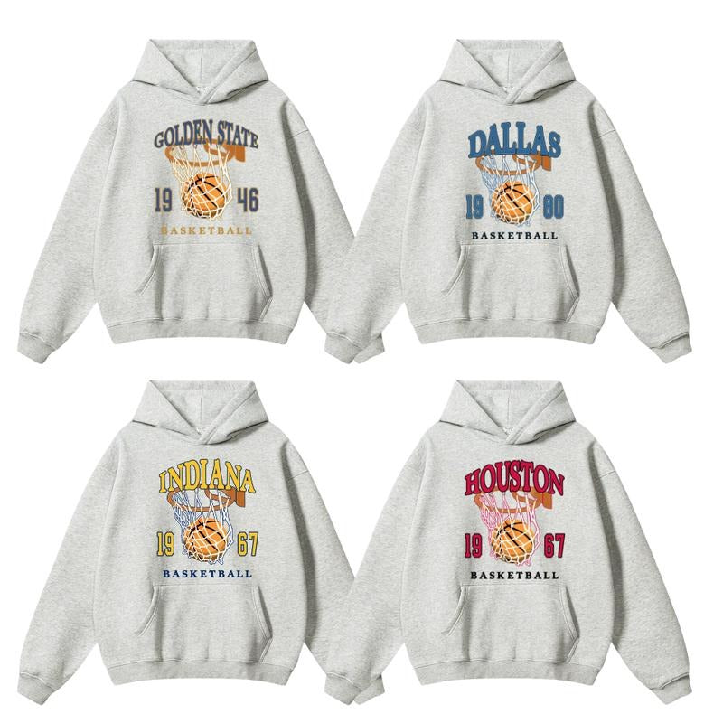 Vintage All Team Basketball shirt l Retro 90s Graphic Ash Grey Hoodie, Hometown Basketball Team Hoodie Sweatshirt
