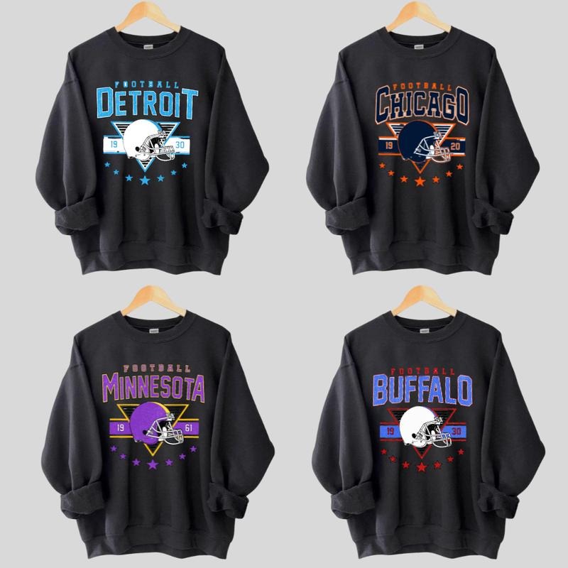Vintage All Team Football Black Sweatshirt, Retro Football Fan Crewneck Sweatshirt T-Shirts, Hoodie | GrindPrints.com