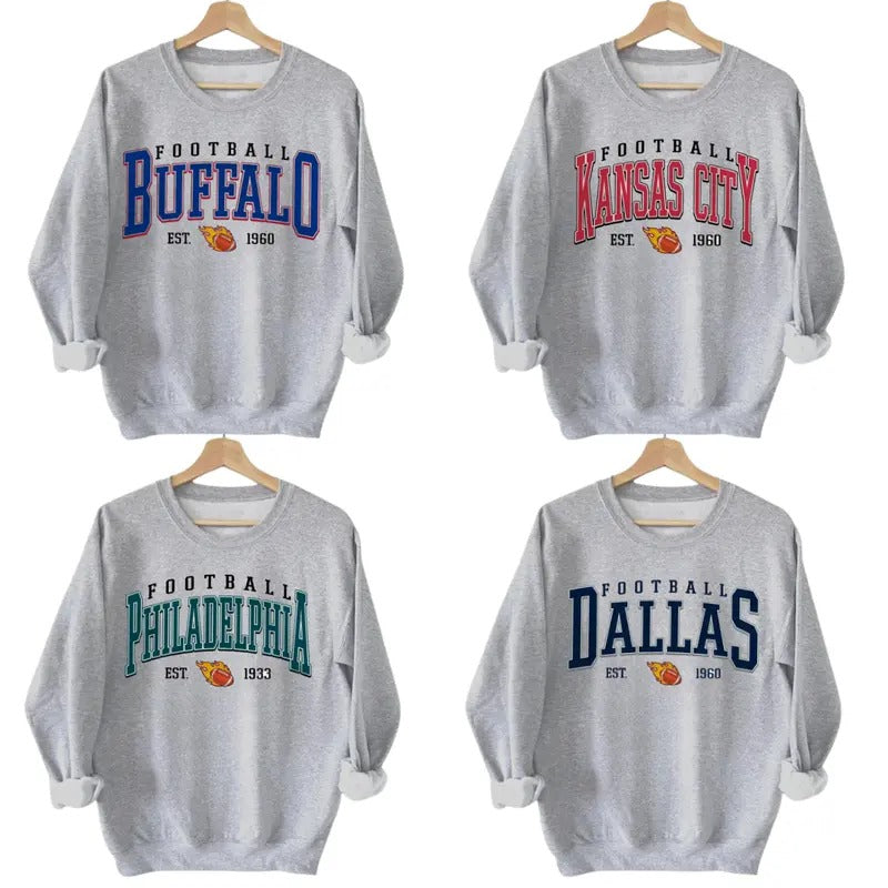 Vintage All Teams Football Sweatshirts - Classic Unisex in Sport Grey T-Shirts, Hoodie | GrindPrints.com