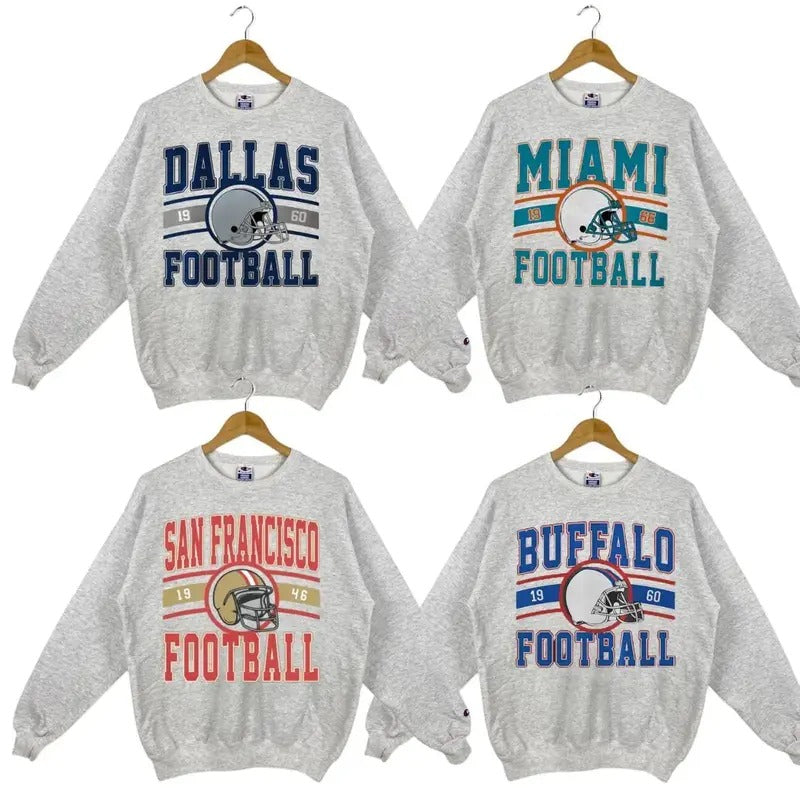 Vintage All Teams Football Unisex Crewneck Sport Classic Sweatshirt 2024, Vintage 90s Graphic Tees, USA Made Tee, Men's...